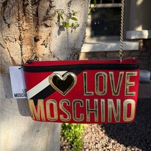 NWT Love Moschino Red and Gold Heart Crossbody